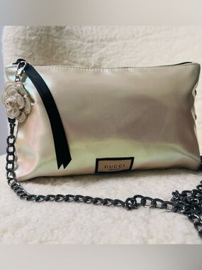 GUCCI Upcycled Iridescent Beauty Cream to Crossbody Bag with Black Chain